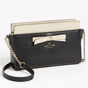 Kate Spade Hancock Park Angelica Leather Crossbody Bag Black Cream